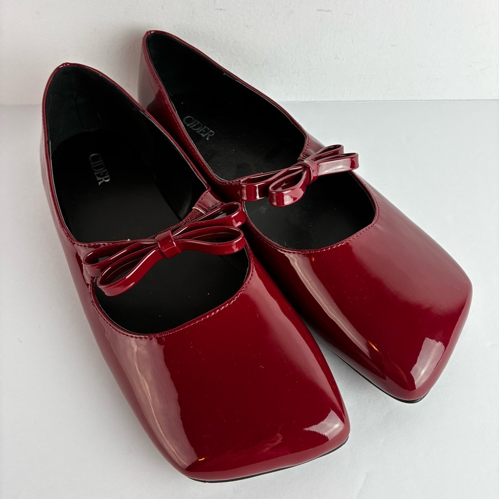 Cider Burgundy Patent Ballet Flats with Bow
